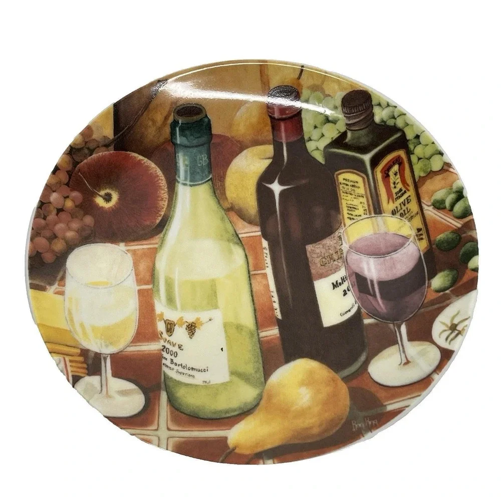 Ron King Santa Barbara Ceramic Design Appetizer Dessert Canape Plates Wine Theme